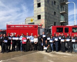 Vivian Taslakian with LAFD Drill Tower 81