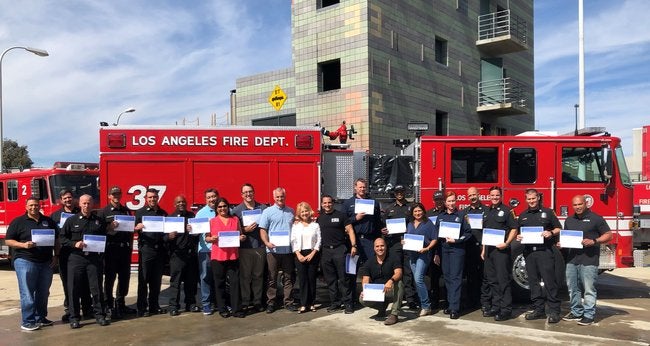 Vivian Taslakian with LAFD Drill Tower 81