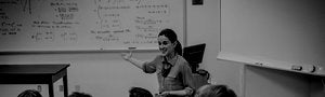 Instructor talking to students in classroom