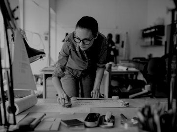 Close up of a designer working on a project