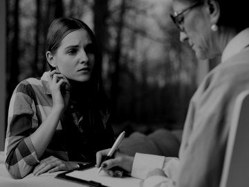 Teenage girl with problem at psychologist's office