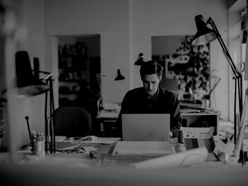 male architect working on computer