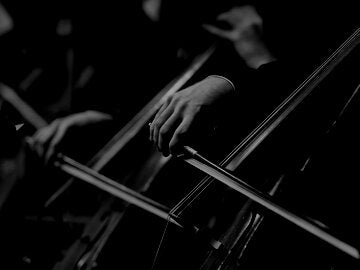 Orchestra playing a score for a film.