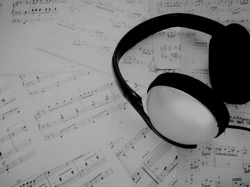 headphones and sheet music