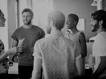 group of people talking