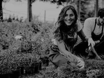 Young couple running a garden center.