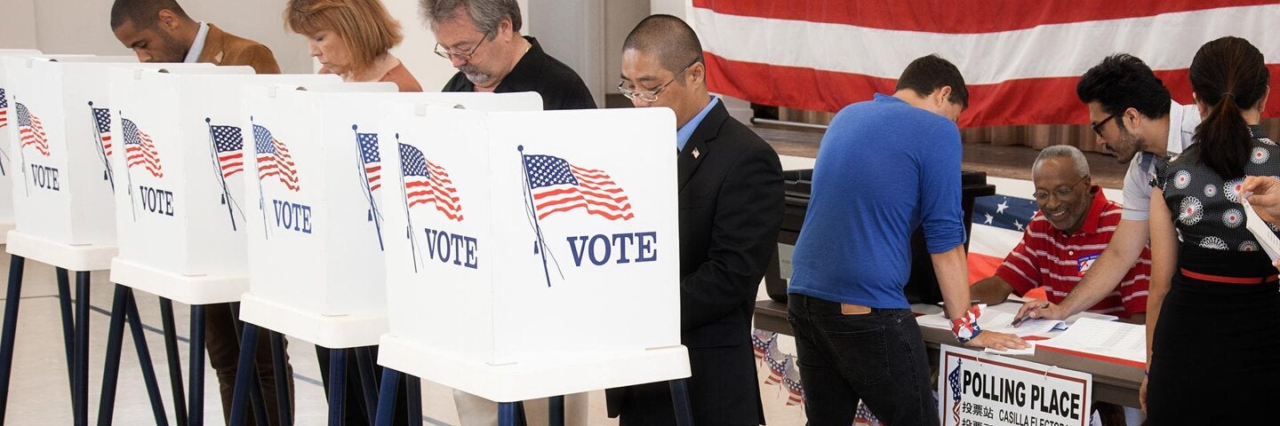 People casting their vote in an election