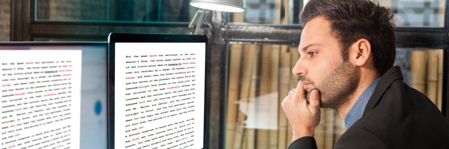 man copy editing in the office