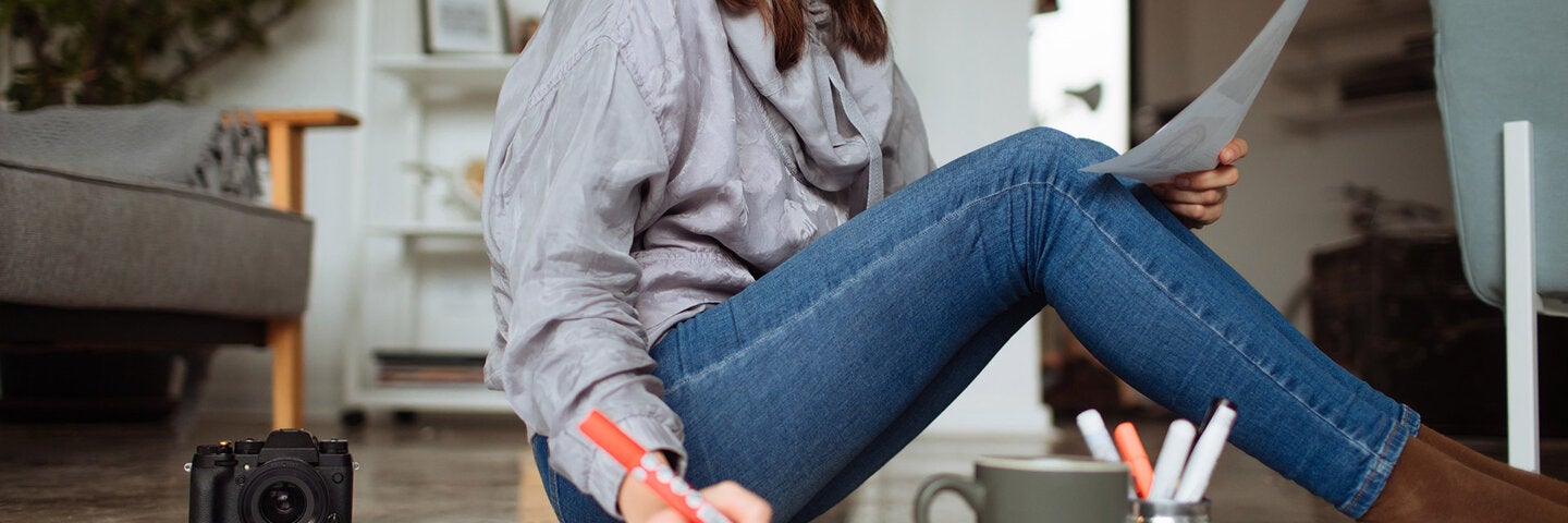 writer working on the floor