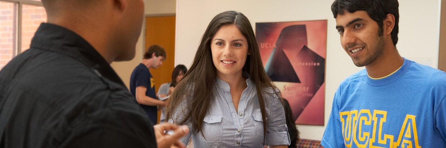 students at ucla extension front desk