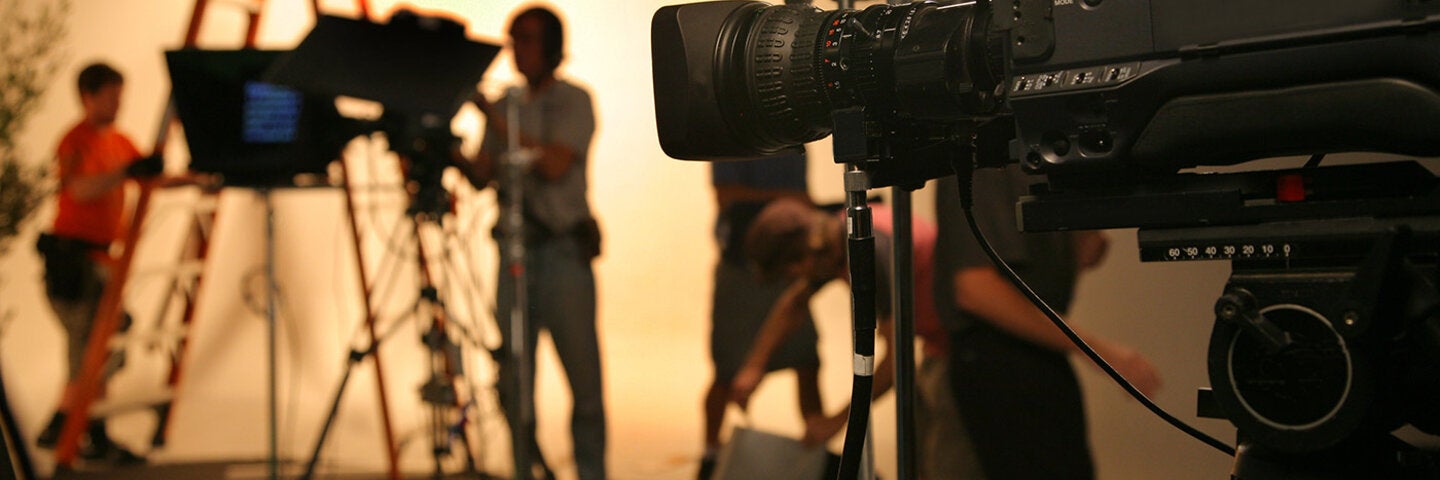 film crew prepping the set