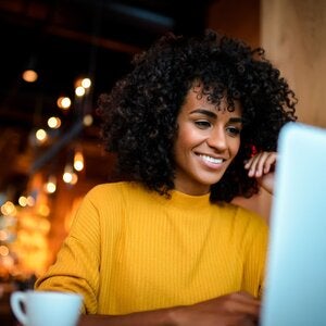 Woman using laptop