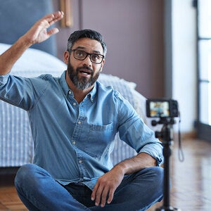 man telling a story for the camera